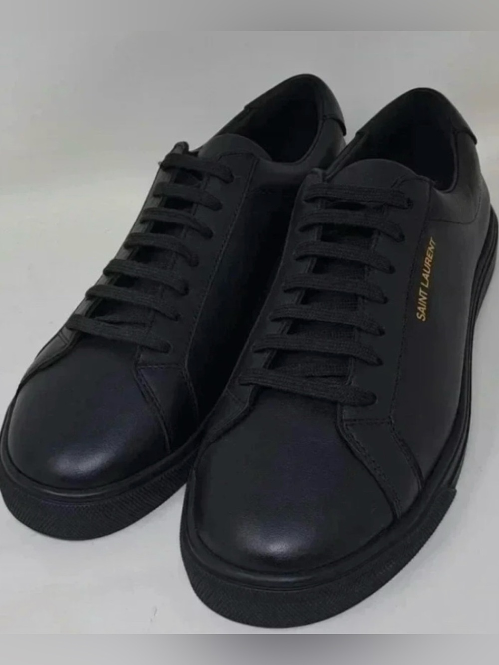 Saint Laurent | Black Leather Andy Low-Top Lace-Up Sneakers Shoes Women’s - Picture 8 of 9
